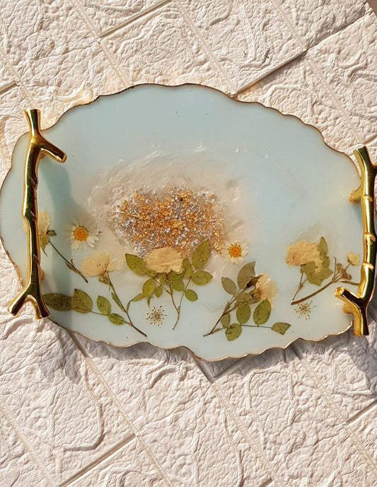 a floral resin art tray